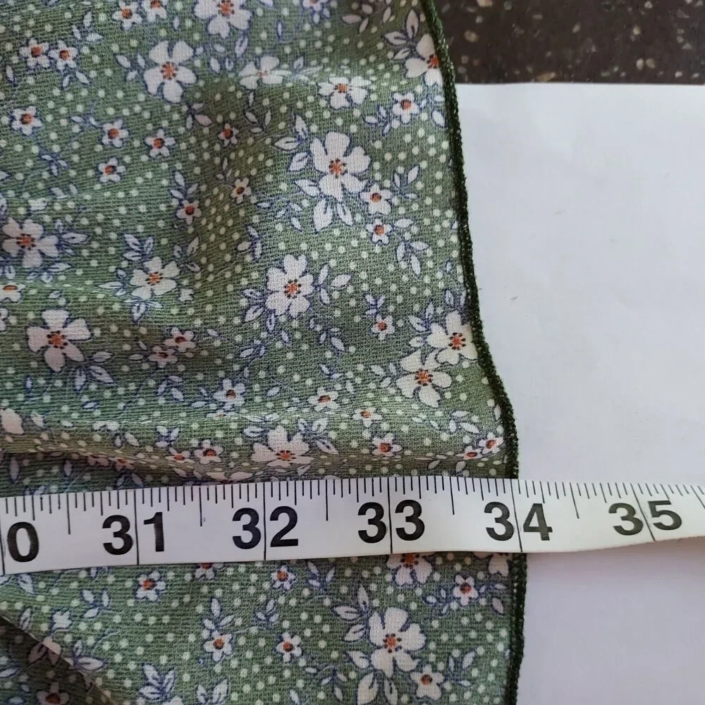 Shein Wrap Dress Size 6 Ruffle Flowy Short Sleeves Green White Floral Retro